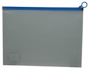 Brainware A4 Clear Carry Folder With Blue Easy Slide Zip