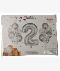 Casey 13pc Silver and White Balloon Set Nr 2