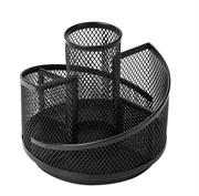 Brainware 5 Way Black Steel Mesh Rotating Pen Holder
