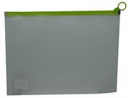 Brainware A4 Clear Carry Folder With Green Easy Slide Zip